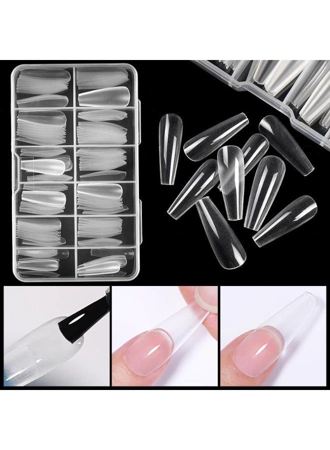 أظافر صناعية شفافة من500قطعة و10 مقاسات أظافر صناعية بمظهر طبيعي، أظافر اكريليك مع صندوق للنساء والبنات وصالونات الأظافر والاستخدام الشخصي - Image 2